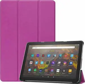 Case for Amazon Kindle Fire HD 10 / Fire HD 10 Plus 11th Generation 2021,Slim Folding Stand Cover with Auto Wake/Sleep Rose Red