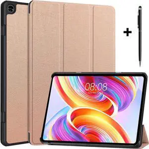 Case for TECLAST T50 11 inch , Tri fold Slim Lightweight Hard Shell Smart Protective Cover with Multi-Angle Stand, Universal Stylus Pen Rose Gold