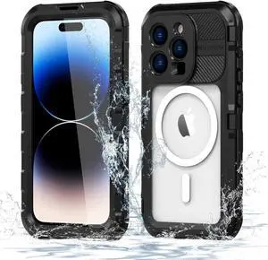 iPhone 14 Pro Max Waterproof Case, MagSafe Compatible, Built-in Screen Protector IP68 Underwater Dustproof 360 Full Body Shockproof Protective Cover for iPhone 14 Pro Max