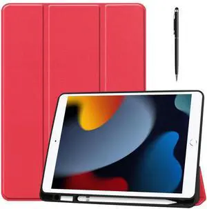 Case for iPad 10.2 Inch 2021/2020/2019, iPad 9th/8th/7th Generation 10.2" Slim Smart Stand Cover with Pencil Holder, Universal Stylus Pen