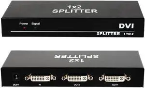 DVI Splitter 1 in 2 Out 2 Port DVI Dual Monitors Distribution Duplicator Video Splitter (EDID Management) Support Resolution up to 4K2K/30HZ for PC Laptop DVR Projector HDTV