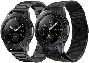 Compatible Galaxy Watch (42mm)/Galaxy Watch Active Bands Sets, 20mm 2 Pack Stainless Steel Band+ Mesh Loop Band Bracelet Strap for Compatible Galaxy Watch 42mm/Ticwatch E/Galaxy Watch Active 40mm