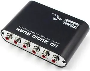 5.1 Channel AC3 DTS Dolby HD Audio Rush Converter Surround Sound Decoder Optical SPDIF Coaxial Digital to Analog 6 RCA Adapter