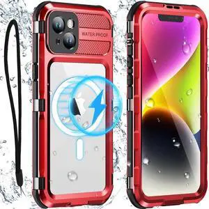 Waterproof Case for iPhone 15 Plus 6.7 inch, Built-in Screen Protector, [IP68 Water Proof] [14FT Military Grade Shockproof] Metal Full Body Aluminum Protective Drop Protection Cover for iPhone 15 Plus