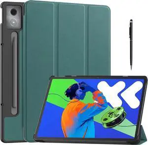 Case for Lenovo Idea Tab Pro 12.7 inch 2025 TB-373FU TB-375FC, Slim Smart Cover Lightweight Hard Shell Protective Cover with Multi-Angle Stand, Universal Stylus Pen Dark Green