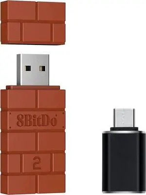 8Bitdo Wireless USB Adapter 2 for Switch/Switch2, Windows, Mac & Raspberry Pi, Compatible with Xbox Series X/S, Xbox One, Switch Pro, PS5 Controller and More with OTG Adapter