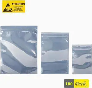 WERLEO Hard Drive Antistatic Resealable Bags, 100pcs Assorted Sizes Suit for All Types of HDD SSD, ESD Shielding Bags for Desktop Laptop PC Accessories and Electronic Devices