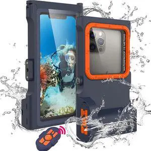 [50 ft/15m] Diving Phone Case with Bluetooth Remote Control, Universal Cell Phone Waterproof Case for Surfing Swimming Snorkeling, Deep Underwater Protection Case for iPhone and Android Phones