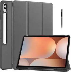 Case for Samsung Galaxy Tab S10 Ultra 2024/ S9 Ultra 2023/ S8 Ultra 2022 14.6 Inch, Slim Smart Stand Cover Protective Cover with Pencil Holder, Stand, Universal Stylus Pen Grey