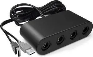 Gamecube Controller Adapter for Wii u and 4 Port Black Super Smash Bros GameCube Adapter for Wii u PC USB Switch