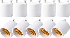 GU24 to E26 E27 Adapter 10 Pack Heat Resistant Up to 200? Fire Resistant Converts GU24 Pin Base Fixture to E26 E27 Standard Screw-in Socket