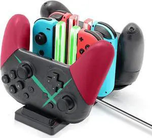 Controller Charger Dock for Nintendo Switch 6 in 1 Charging Station for Nintendo Switch Joy-Con Controllers and Pro Controllers Black
