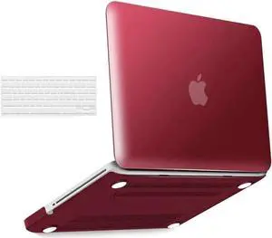 Compatible with MacBook Pro 13 Inch case A1278 Release 2012-2008, Plastic Hard Shell Case with Keyboard Cover for Apple Old Version Mac Pro 13 with CD-ROM Matte Transparent Wine Red