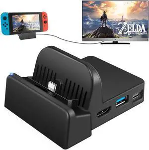 Switch TV Dock Portable Charging Stand for Nintendo Switch Compact Switch to HDMI Adapter Mini Switch Docking Station with Extra USB 3.0 Port Replacement Charging Dock for Nintendo Switch