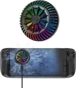 Steam Deck Fan, Semiconductor Cooler for Steam Deck with 7-Blade Fan and RGB Colourful Light, 3 Seconds Fast Cooling Magnetic Fan Cooler for Steam Deck, Switch, Tablet, Cellphones