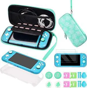Switch Lite Accessories Kit, Accessories Bundle with Carrying Case, Protective Cover case, 2-Pack Tempered Glass Screen Protector, 4 Thumb Grips