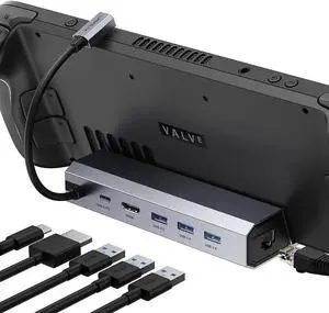 Docking Station Compatible with Steam Deck, 6-in-1 Steam Deck Dock with HDMI 2.0 4K@60Hz, Gigabit Ethernet, 3 USB-A 3.0 and Full Speed Charging USB-C Port Compatible with Valve Steam Deck
