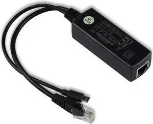 IEEE 802.3af Micro USB Active PoE Splitter Power Over Ethernet 48V to 5V 2.4A for Tablets, Dropcam or Raspberry Pi (48V to 5V 2.4A)