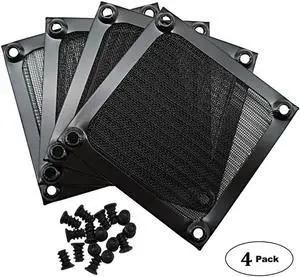 80mm Computer Fan Filter Grills with Screws Aluminum Frame Ultra Fine Stainelss Steel Mesh - 4 Pack