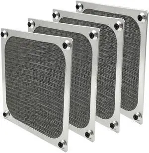 4 Pack 120mm Computer Fan Filter Grills with Screws Ultra Fine Aluminum Mesh Silver