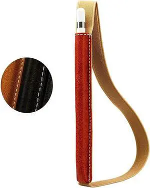 Apple Pencil Case Cover Genuine Leather Slim Sleeve Carrying Bag Protective Pencil Holder with Elastic Band for Apple iPad Pro 9.7 Inch, iPad 9.7 2017, iPad Pro 10.5 Inch and 2.9 Inch Pencil
