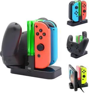 Werleo Controller Charger for Nintendo Switch Charging Dock Stand Station for Switch Joy-con and Pro Controller with Charging Indicator and Type C Charging Cable