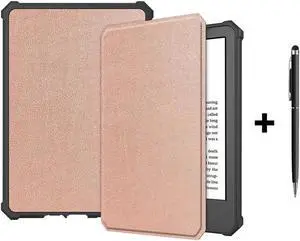Case for All-New Kindle 11th Generation 2022 Release, Ultra Thin Lightweight Smart Protective Durable Premium PU Leather Cover with Auto Sleep Wake Function with Universal Stylus Pen Rose Gold