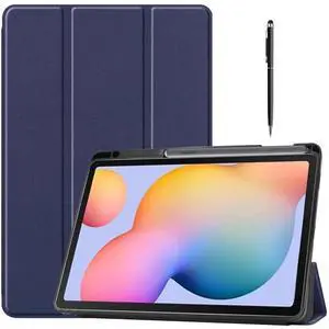 Case for Samsung Galaxy Tab S6 Lite 10.4 inch 2024 2022 2020, Slim Smart Stand Cover Protective Cover with Pencil Holder, Stand, Universal Stylus Pen Blue