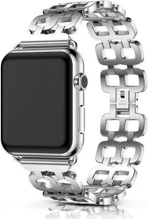 Compatible Apple Watch Band 40mm / 38mm - 44mm / 42mm for Men Women Replacement Stainless Steel Link Band Replacement for Apple Watch Series 4 3 2 1 Silver 42mm