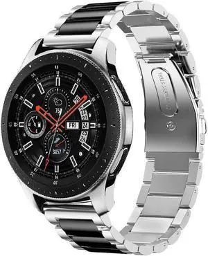Metal Bands Compatible Galaxy Watch 46mm / Gear S3 Frontier / Classic Watch Band 22mm Stainless Steel Replacement Bracelet Wrist Strap for Galaxy Watch 46mm SM-R800 / Gear S3 Smartwatch Black/White
