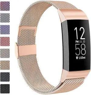 Compatible with Fitbit Charge 4 Bands for Women Men, Stainless Steel Mesh Magnetic Metal Band Replacement for Fitbit Charge 4 / Charge 3 / Charge 3 SE