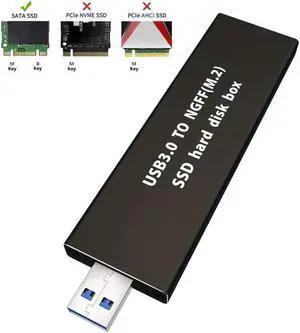 M.2 SSD USB Enclosure, NGFF Portable USB 3.0 Case, External M.2 SSD Reader, SATA Based Key B Solid State Drive Adapter Converter as External Hard Drive Support 2230 2242 2260 2280