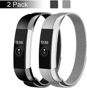 2PCS Replacement Metal Bands for Fitbit Alta and Fitbit Alta HR Adjustable Milanese Stainless Steel Mesh Magnetic Replacement Strap Replacement Band for Women & Men Gift