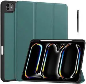 Case for iPad Pro 13 Inch M4 2024 A2925 A2926 A3007, Slim Smart Stand Cover Protective Cover with Pencil Holder, Stand, Universal Stylus Pen,Support Apple Pencil Charging + Auto Wake/Sleep