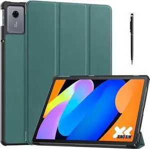 Case for Lenovo Tab Idea 11 inch 2025 / Xiaoxin Pad 11 2025 Slim Smart Cover Lightweight Hard Shell Protective Cover with Multi-Angle Stand, Universal Stylus Pen Dark Green