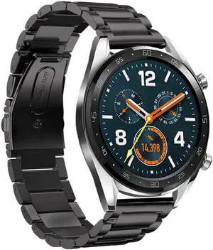 Werleo Compatible Huawei Watch GT Band 22mm Adjustable Classic Wristband Bracelet Stainless Steel Band for Compatible Huawei Watch GT Sport / Classic / Ticwatch S2 & Ticwatch E2 Smartwatch