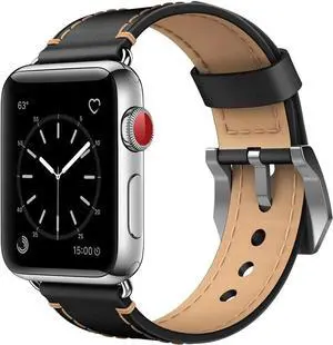 For Apple Watch Band 42mm Genuine Leather iWatch Bands Strap Vintage Brown with Stainless Metal Clasp for Apple Watch Series 3 Series 2 Series 1 Sport Edition Brown