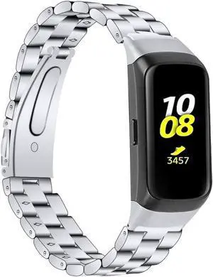 Werleo Compatible with Samsung Galaxy Fit SM-R370 Bands Galaxy Fit Watch Band Solid Stainless Steel Metal Replacement Bracelet Strap fit Galaxy Fit SM-R370 Smart Watch Silver