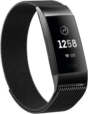 Werleo Metal Bands Compatible Fitbit Charge 3 Band Women Men Small Large Stainless Steel Replacement Band Wrist Straps Accessories for Fitbit Charge 3 Fitness Tracker Smart Watch