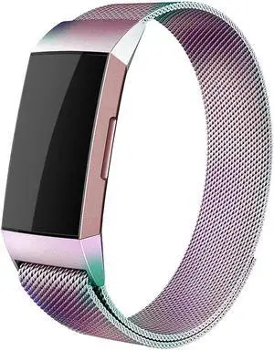 Metal Bands For Charge 3 SE / Fitbit Charge 3 Band Women Men Small Large Breathable Stainless Steel Replacement Band Wrist Straps for Fitbit Charge 3 / Charge 3 SE Fitness Tracker Smart Watch