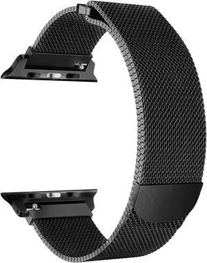 Compatible with iWatch Band 38mm / 40mm - 42mm / 44mm Men Women Magnetic Closure Clasp Replacement Mesh Milanese Bands Compatible for Apple Watch iWatch Series 1 2 3 4 Black 42mm
