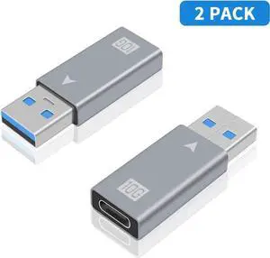 [2 Pack] USB C Female to USB Male Adapter, [10Gbps] USB 3.1 A to USB C Adapter SuperSpeed Data Sync. USB 3.1 Gen 2 Type C to USB A Charger Connector for PC Laptop Power Bank, Type-C Earphone..