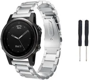 Fenix 5X / Fenix 5X Plus Bands 26mm Quick Release Easy Fit Stainless Steel Metal Bands Replacement Strap Bracelet for Garmin Fenix 5X / 5X Plus / Fenix 3 / 3HR / Quatix 3 / D2 / Tactix