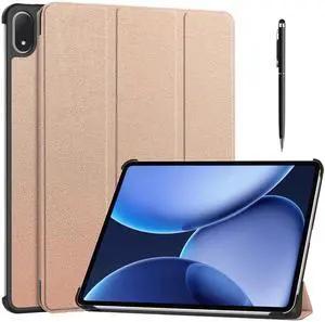 Case for Oppo Pad 4 Pro / OnePlus Pad 2 Pro / OnePlus Pad 3 13.2 inch 2025, Tri fold Slim Hard Shell Smart Protective Cover with Multi-Angle Stand, Auto Sleep/Wake, Stylus Pen Rose Gold
