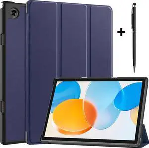 Case for Teclast M40 / M40 Pro / P20S / P20HD, Tri fold Slim Lightweight Hard Shell Smart Protective Cover with Multi-Angle Stand, Universal Stylus Pen Blue