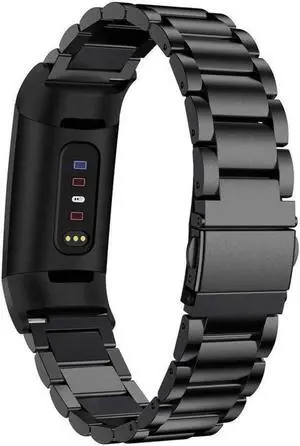 Compatible Fitbit Charge 3 Metal Bands, Premium Stainless Steel Metal Replacement Smartwatch Bands Strap Bracelet Sport Wristband Compatible with Fitbit Charge 3 & Charge 3 SE for Women Men