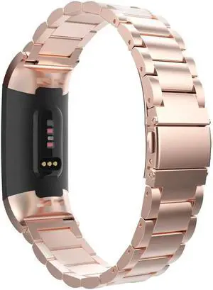 Compatible Fitbit Charge 3 Metal Bands, Premium Stainless Steel Metal Replacement Smartwatch Bands Strap Bracelet Sport Wristband Compatible with Fitbit Charge 3 & Charge 3 SE for Women Men