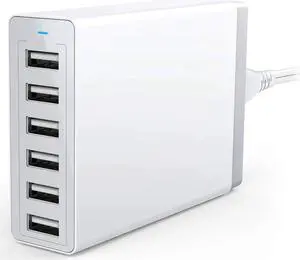 50W 6 Port Desktop USB Charging Hub charger High Speed smart Wall Travel Charger For iPhone XS XS Max XR X 8 7 6 Plus iPad Pro Air 2 mini iPod Samsung Galaxy S7 S6 Edge Plus Note 5 4 LG Nexus HTC