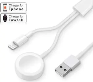 Apple Watch Charger, 2 in 1 iphone Charger With 3.3ft/1.0m Portable Charging Cable Compatible With for Apple Watch Series 4/3/2/1, iPhoneXR/XS/XS Max/X/8/8Plus/7/7Plus/6/6Plus/iPad4/iPad Air/iPad mini