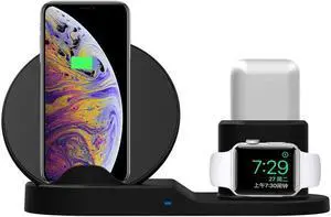3 in 1 Wireless Charger for Apple iWatch 1 2 3 Generation Charging Station for Airpods Qi Fast Wireless Charger Dock for iPhone XR XS MAX X 8 7 6s Plus Samsung S8 and Other Qi-Enabled Devices